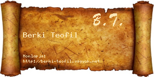 Berki Teofil névjegykártya